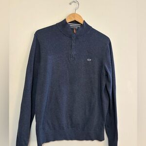 Vineyard Vines Sweater Men M Pullover 1/4 Zip Pima Cotton Jersey Knit Navy Blue